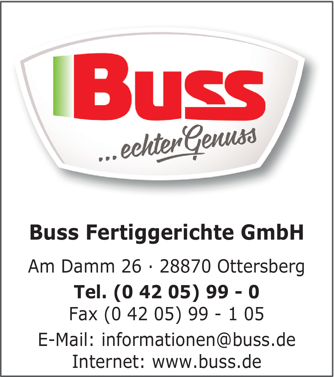 Firmenanzeige Buss Fertiggerichte GmbH