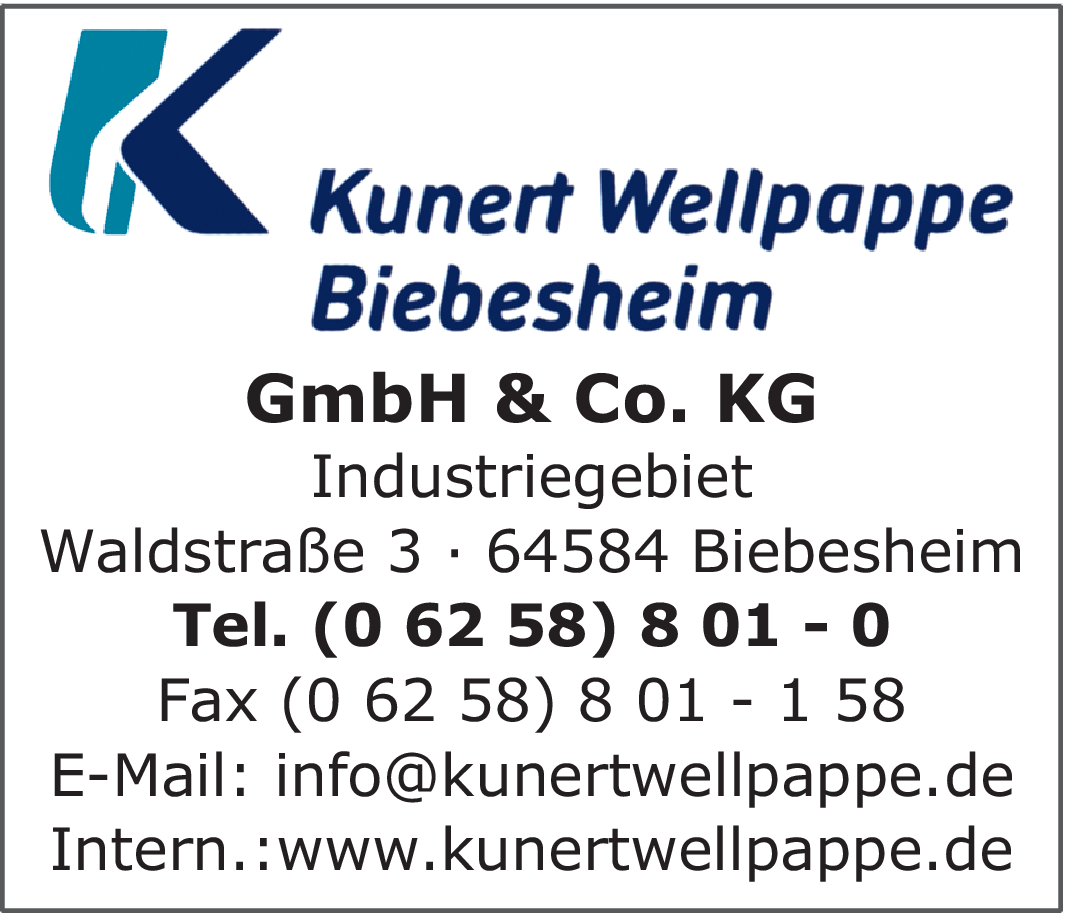 Firmenanzeige Kunert Wellpappe Biebesheim GmbH & Co. KG