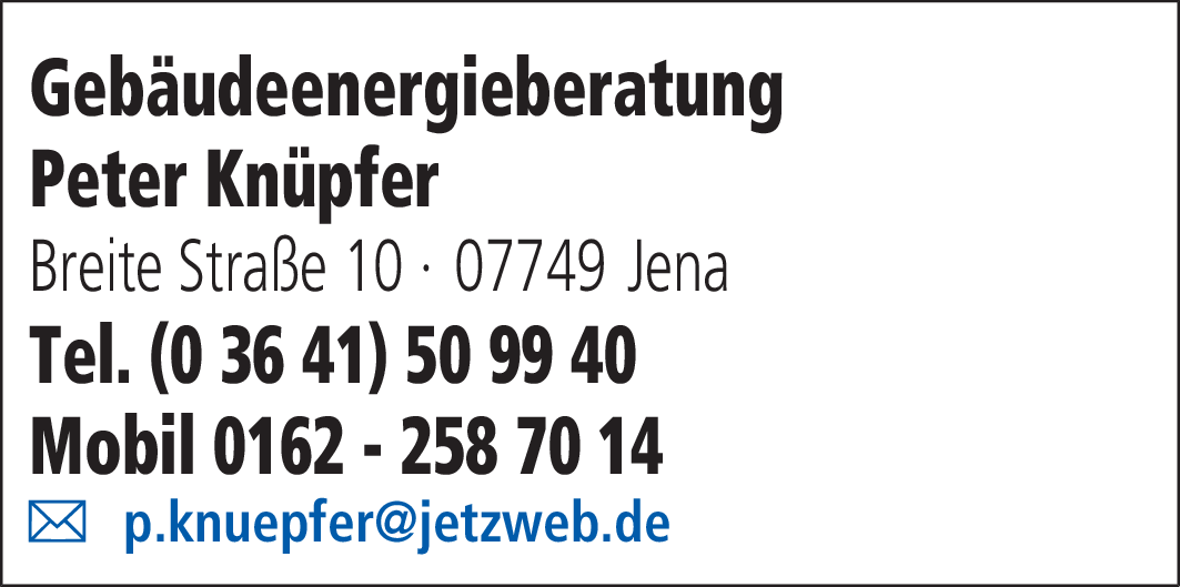Firmenanzeige Gebäudeenergieberatung Peter Knüpfer