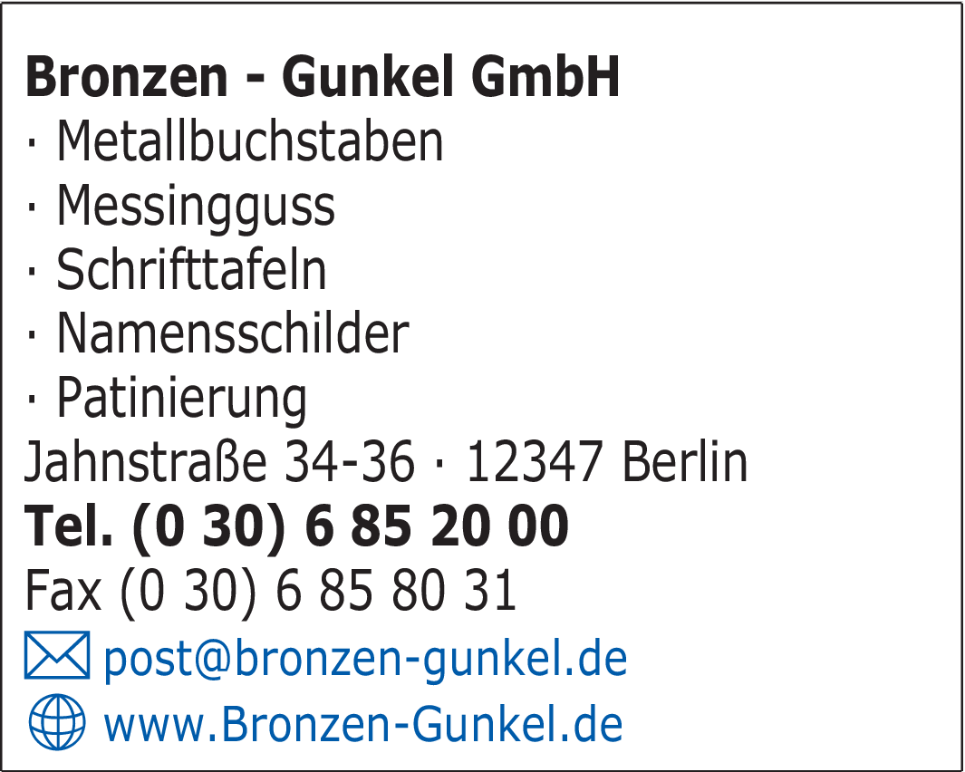 Firmenanzeige Bronzen - Gunkel GmbH