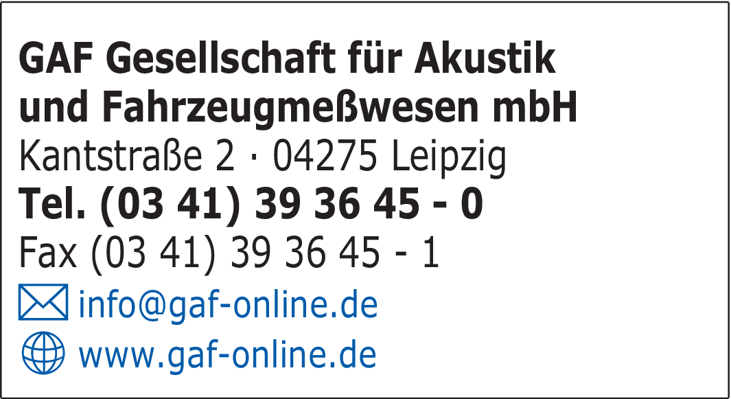 Firmenanzeige GAF Gesellschaft für Akustik und Fahrzeugmeßwesen mbH
