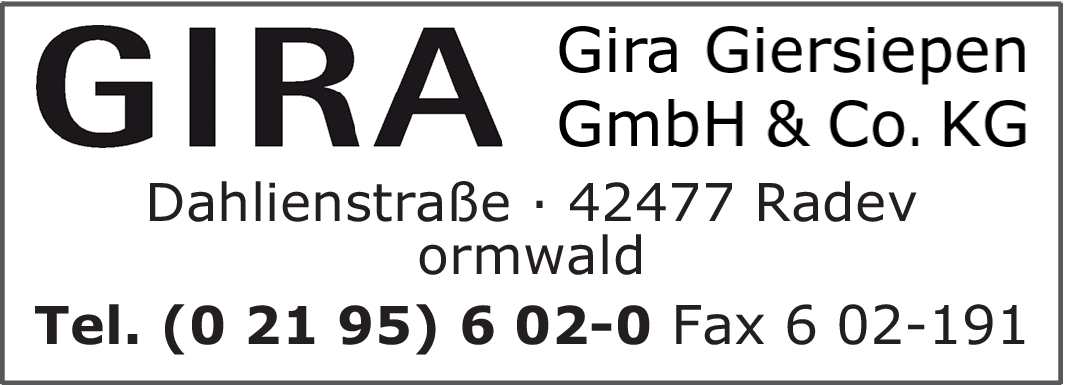 Firmenanzeige Gira Giersiepen GmbH & Co. KG