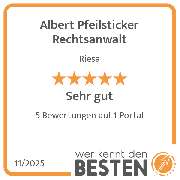 Albert Pfeilsticker Rechtsanwalt - werkenntdenBESTEN.de Qualitätssiegel