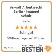 Anwalt Arbeitsrecht Berlin - Imanuel Schulz - werkenntdenBESTEN.de Qualitätssiegel