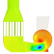 Schalldämpfer hinter Saugzug, Strömungsverteilung