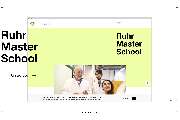 Bande für Gestaltung - Webdesign für die Ruhr Master School – klare Typografie, kontrastreiches Layout und moderne Farbwelt. Zeigt die Verbindung von Wissenschaft, Design und digitaler Kommunikation.