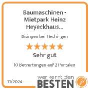Baumaschinen - Mietpark Heinz Heyeckhaus Baumaschinenvermietung - werkenntdenBESTEN.de Qualitätssiegel
