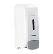clomo GmbH - Waschraumhygiene - Kompakter Spender in Weiß für Seife oder Desinfektionsmittel – ideal für hygienische Handreinigung in Büros, Praxen oder öffentlichen Einrichtungen.