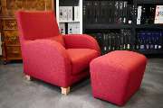 Design-Polsterei Schneeberger - Sessel mit Hocker neubezogen