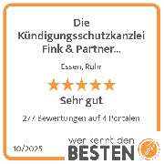 Die Kündigungsschutzkanzlei Fink & Partner Rechtsanwälte PartmbB - werkenntdenBESTEN.de Qualitätssiegel