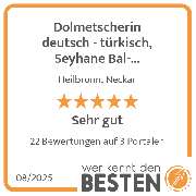 Dolmetscherin  deutsch - türkisch, Seyhane Bal-Demirpence - werkenntdenBESTEN.de Qualitätssiegel