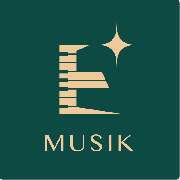 Elite Musik - Elite Musik Ein modernes, minimalistisches Logo mit klaviertastenähnlicher E-Form und elegantem Sternsymbol.