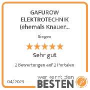 GAFUROW ELEKTROTECHNIK (ehemals Knauer Elektrotechnik) - werkenntdenBESTEN.de Qualitätssiegel