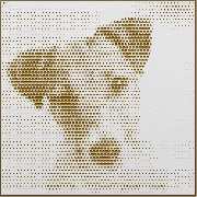 Niedlicher Hund - hålvtone Wandbild in Holz gefräst - Farbkombination braun/weiß