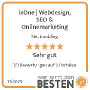 ixOne | Webdesign, SEO & Onlinemarketing - werkenntdenBESTEN.de Qualitätssiegel