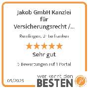 Jakob GmbH Kanzlei für Versicherungsrecht / Versicherungsberatung - werkenntdenBESTEN.de Qualitätssiegel