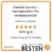 Kanzlei Sander - Fachanwältin für Verkehrsrecht - werkenntdenBESTEN.de Qualitätssiegel