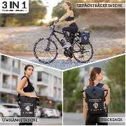 KHALISIA SpeedBag 3in1 - Fahrradtaschen für Gepäckträger mit Rucksack und Laptoptasche