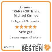 Kirmes - TRANSPORTE Inh. Michael Kirmes - werkenntdenBESTEN.de Qualitätssiegel