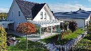 KWOZALLA Wintergärten - Glashaus aus Aluminium mit rahmenlosen Glasschiebewänden + Infrarotstrahlern + LED-Beleuchtung + Markisen als Sonnenschutz