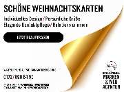 Marlene Kern Design Online Werbeagentur - Schöne Weihnachtskarten
Individuelles Design / Persönliche Grüße / Elegante Kontaktpflege / Relations erinnern.
Heute noch Ihre Weihnachtskarte beauftragen!.
Kontaktieren Sie uns: 0172 / 890 84 90