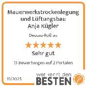 Mauerwerkstrockenlegung und Lüftungsbau Anja Kügler - werkenntdenBESTEN.de Qualitätssiegel