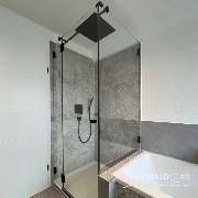 ODENWALDGLAS - Eckdusche schwarze Beschläge