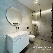 ODENWALDGLAS - Nischendusche mit LED Spiegel rund