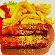Party-Grill Robert - Currywurst mit Pommes