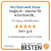 Rechtsanwalt Klaus Unglaub - Kanzlei für Arbeitsrecht Nürnberg - werkenntdenBESTEN.de Qualitätssiegel