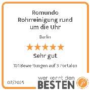 Romundo Rohrreinigung rund um die Uhr - werkenntdenBESTEN.de Qualitätssiegel