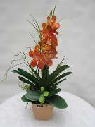 Sailer´s Geschenkideen OHG - künstliche orange Orchidee mit verschiedenem Beiwerk