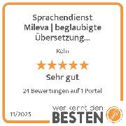 Sprachendienst Mileva | beglaubigte Übersetzung Bulgarisch | Spanisch | Englisch - werkenntdenBESTEN.de Qualitätssiegel