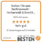 Stefan Tilmann Rechtsanwalt - Fachanwalt Erbrecht Wolfratshausen - werkenntdenBESTEN.de Qualitätssiegel