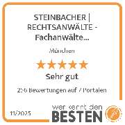 STEINBACHER | RECHTSANWÄLTE - Fachanwälte Arbeitsrecht München - Fachanwälte Baurecht München - werkenntdenBESTEN.de Qualitätssiegel