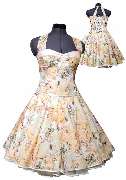 Tanzkleid der 50er - Anke Beger - Ausgefallenes Petticoatkleid mit süßen Ballerintänzerinnen in aprikot weiß , auch zur 50er Jahre Hochzeit zu tragen in limitierter Anzahl.