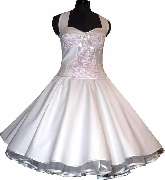 Tanzkleid der 50er - Anke Beger - Petticoatbrautkleid weiß mit orchidee Rosen