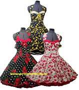 Tanzkleid der 50er - Anke Beger - Petticoatkleider mit Punkten, Kirschen und roten Rosen.