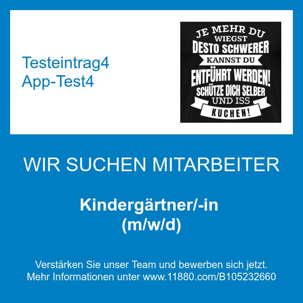 Testeintrag4 App-Test4 - Kindergärtner/-in (m/w/d)