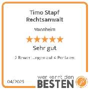 Timo Stapf Rechtsanwalt - werkenntdenBESTEN.de Qualitätssiegel