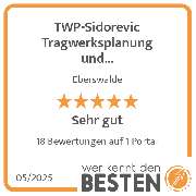 TWP-Sidorevic Tragwerksplanung und Ingenieurleistungen - werkenntdenBESTEN.de Qualitätssiegel