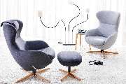 WOHNOpposition Rolf Amann - Relaxsessel  Jester mit Hocker und Drehfunktion
