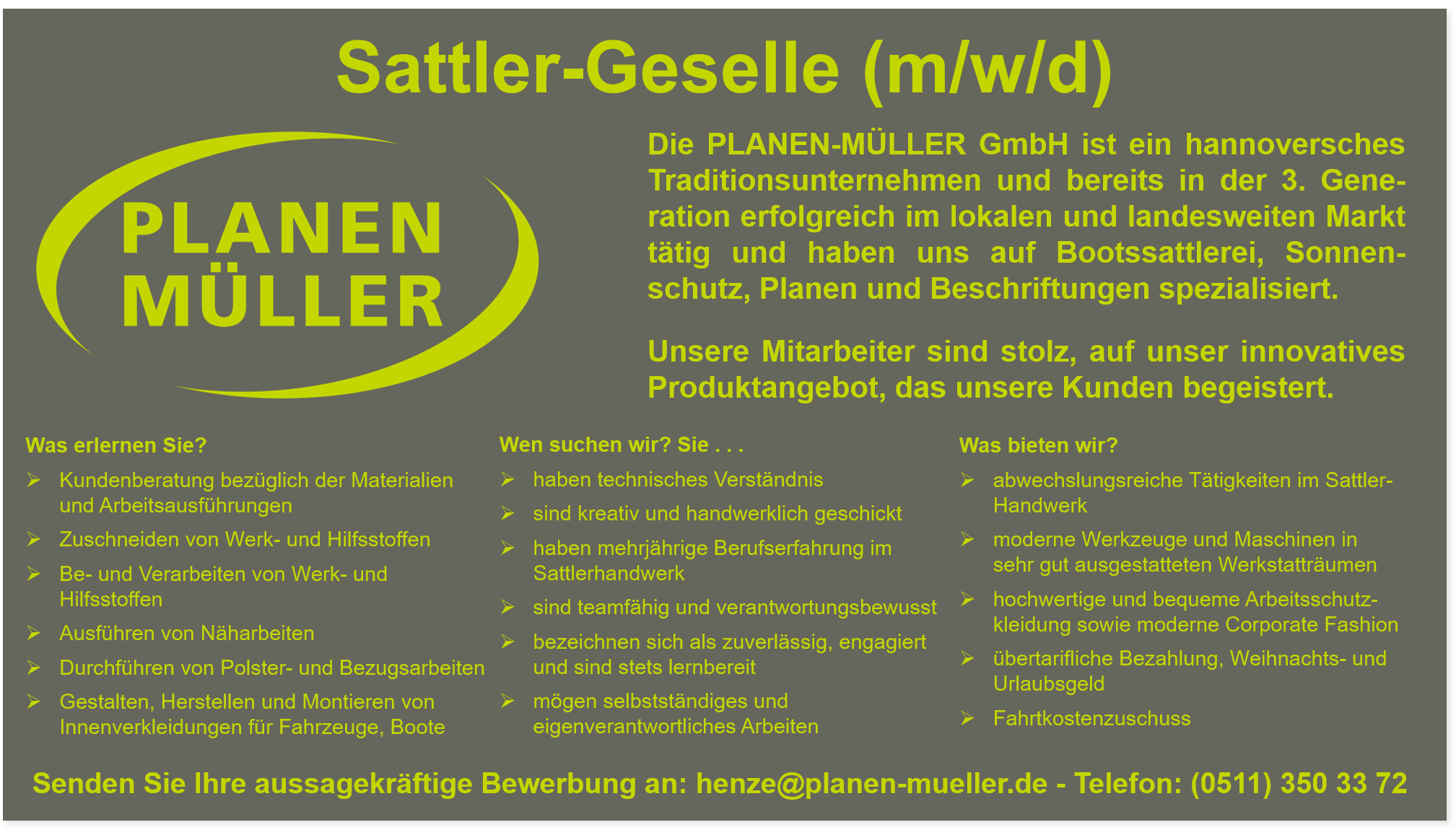 Verstärkung gesucht: Sattler-Geselle (m/w/d) - zu sofort!